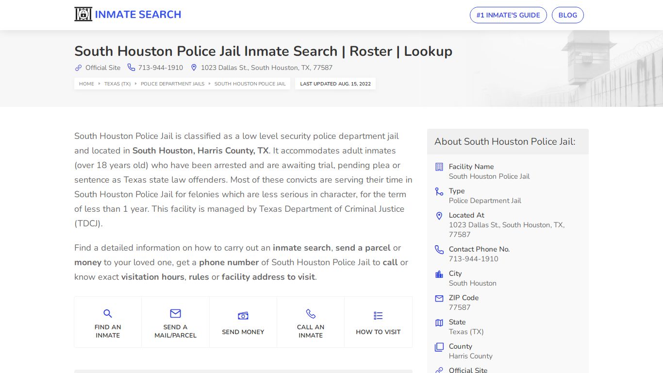 South Houston Police Jail Inmate Search | Roster | Lookup